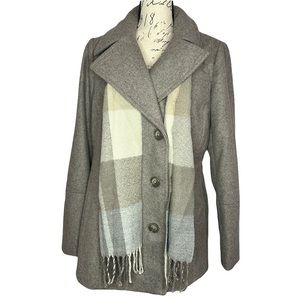✨Host Pick✨London Fog Taupe Pea Coat with Shark- Sz Medium